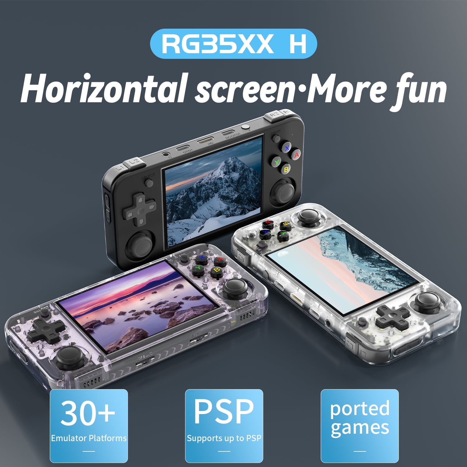 RG35XXH Handheld Game Console,3.5"Screen,3300mAh Battery,5G WiFi Bluetooth HD and TV Output Purple