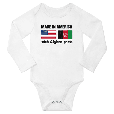 

Made in America With Afghan Parts Baby Long Sleeve Bodysuit (White 18 Months)