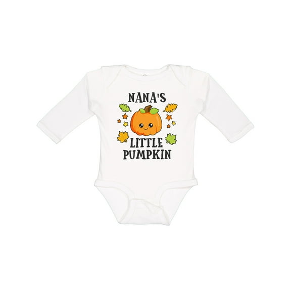 Inktastic Nanas Little Pumpkin with Leaves and Stars Boys or Girls Long Sleeve Baby Bodysuit