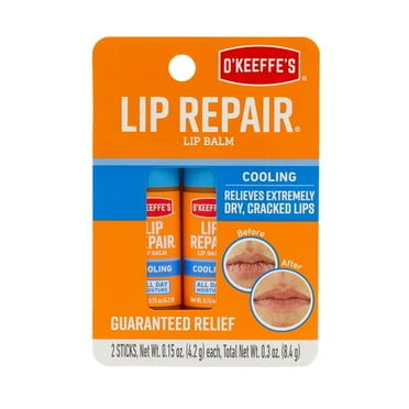 O'Keeffe's Cooling, Moisturizing & Long-Lasting Lip Repair, Clear Matte Lip Balm, 0.15oz Each, 2 Pack
