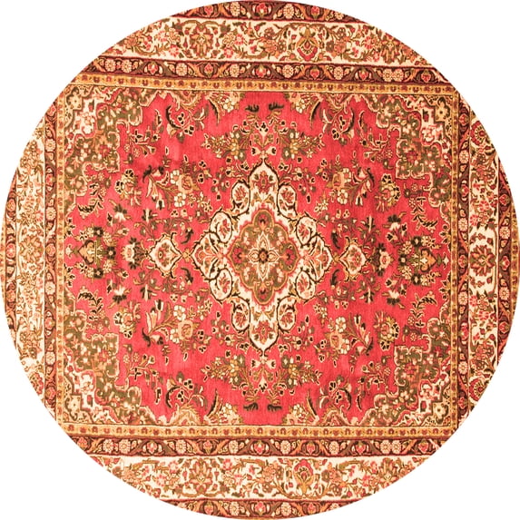 Ahgly Company Indoor Round Persian Orange Traditional Area Rugs, 3' Round