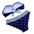 thumbnail image 4 of Swimsuits For Women 2025 Polka Dot Print Backless Straps Plus Size Swimwear 2 Piece Bikini Set Dark Blue High Cut Bathing Suits M, 4 of 6