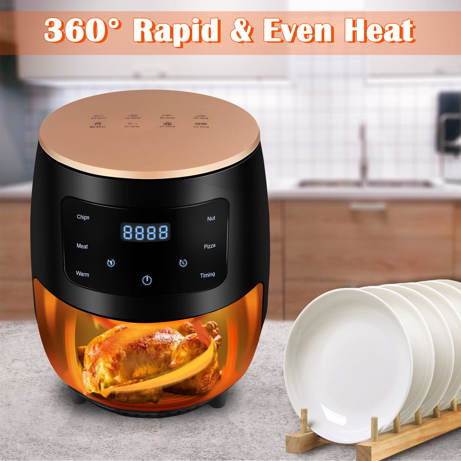 Tebru 6.5 qt Air Fryer, Black - Touch Screen