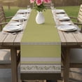 thumbnail image 4 of Sage Green Floral Table Runner 90 Inches, Modern Farmhouse Leaves Brown Striped Bed Runner Dresser Scarves Tabletop for Indoor Outdoor Parties/Ceremony/Banquet, 13" x 90", 4 of 9