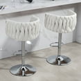 thumbnail image 3 of Velvet Swivel Bar Stools Set of 2, Adjustable Height 30-35 Inch, 360° Swivel, Metal Frame & Silver Base, Anti-Skid, Beige, 3 of 7