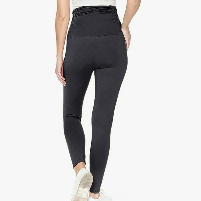fartey Maternity Leggings for Women Ruched Side Over The Belly