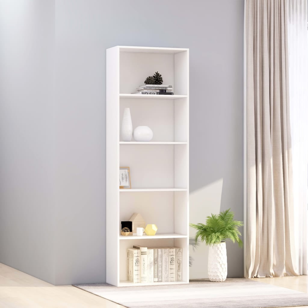 Kepooman 23" Book Cabinet, 5-layer Floor Cabinet for Home, Side Corner Storage Cabinet for Living Room, White