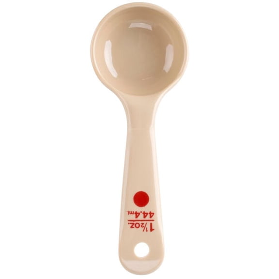 Carlisle 432206 Measure Misers 1.5 oz. Beige and Red Color Coding Polycarbonate Short Handle Solid Portion Spoon
