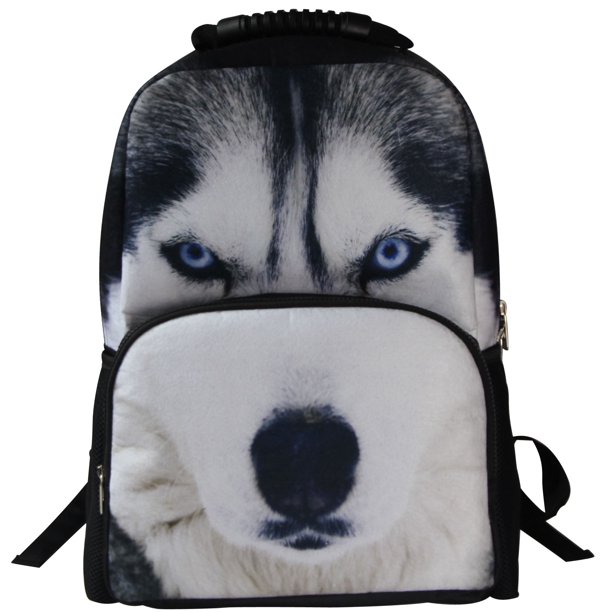 Animal Face Siberian Husky Dog Backpack 3D Deep Stereographic on Felt