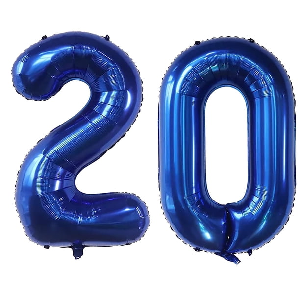 40 Pulgadas 20 Números De Globos Azul Marino Número 20 Globos Autosellantes Para Decoraciones Y Suministros De Fiesta De Cumpleaños Decoración De Fiesta De Aniversario (Azul Marino 20)