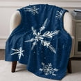 thumbnail image 6 of White Christmas Snowflakes Throw Blankets, Winter Holidays Navy Blue Soft Fleece Blanket Decorative for Home Sofa Couch Chair Living Bedroom, 50x60 inches,, 6 of 8