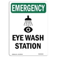 thumbnail image 1 of SignMission OS-EM-A-1824-V-10476 18 x 24 in. OSHA Emergency Sign - Eye Wash Station with Symbol, 1 of 1