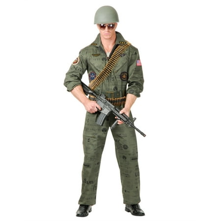 Adult Men's Top Gun Army Print Fighter Pilot Jumpsuit Costume