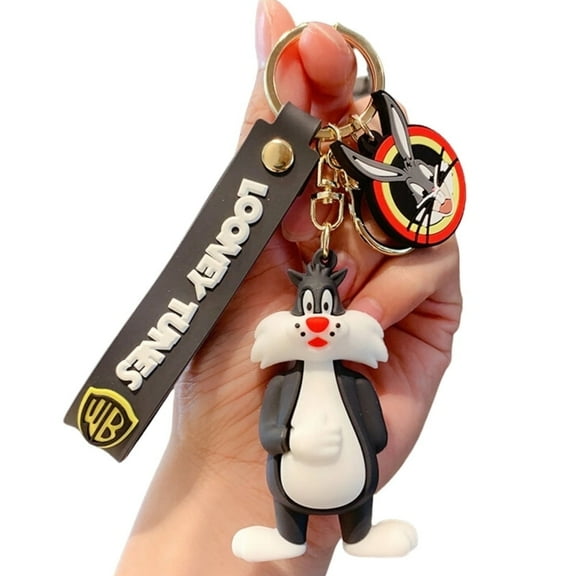 Looney Tunes Cartoon Keychain - Sylvester | Soft Rubber & Metal | Cute Keychain Accessories