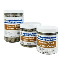 Aquatic Foods Inc. Tubifex Worms - Freeze-Dried Tubifex Worm Cubes for Discus, Cichlids, Koi & Pond Fish, Aquatic Turtles, All Community Tropical Fish, All Marine Saltwater Fish…1oz Sm Round Jar