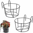 thumbnail image 1 of 2 ganchos redondos para soporte de flores, soporte redondo para macetas de balcón, valla de soporte de maceta de metal, valla colgante para barandilla de maceta, apto para balcón, jardín, valla, interior y exterior, 1 of 5