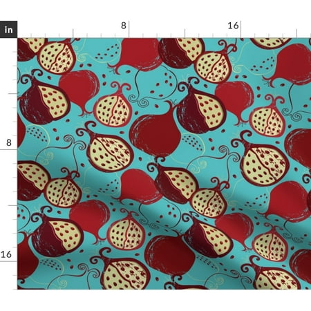 Pomegranate Tropical Fruits Blue Seeds Fruit Fabric Printed by Spoonflower (Best Way To Remove Pomegranate Seeds)