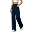 thumbnail image 2 of Oksale Khaki Pants for Women High Waisted Chino Pants with Pockets Trendy Vintage Loose Straight Leg Dress Pants Lightweight Trendy Trousers Navy XL, 2 of 7