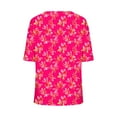 thumbnail image 4 of Aobny Women's Tops Loose Fit Flowy Pink T-shirts Short Sleeve V-Neck Floral Beach Tops,L, 4 of 5