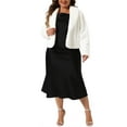thumbnail image 2 of CHAQUETA PARA MUJERES TALLA PLUS FAB CURVES, CORTA DE INVIERNO, CON SOLAPA, MANGA LARGA, DE PIEL SINTÉTICA Y ESPUMOSA, TALLA 2X, BLANCA, 2 of 6