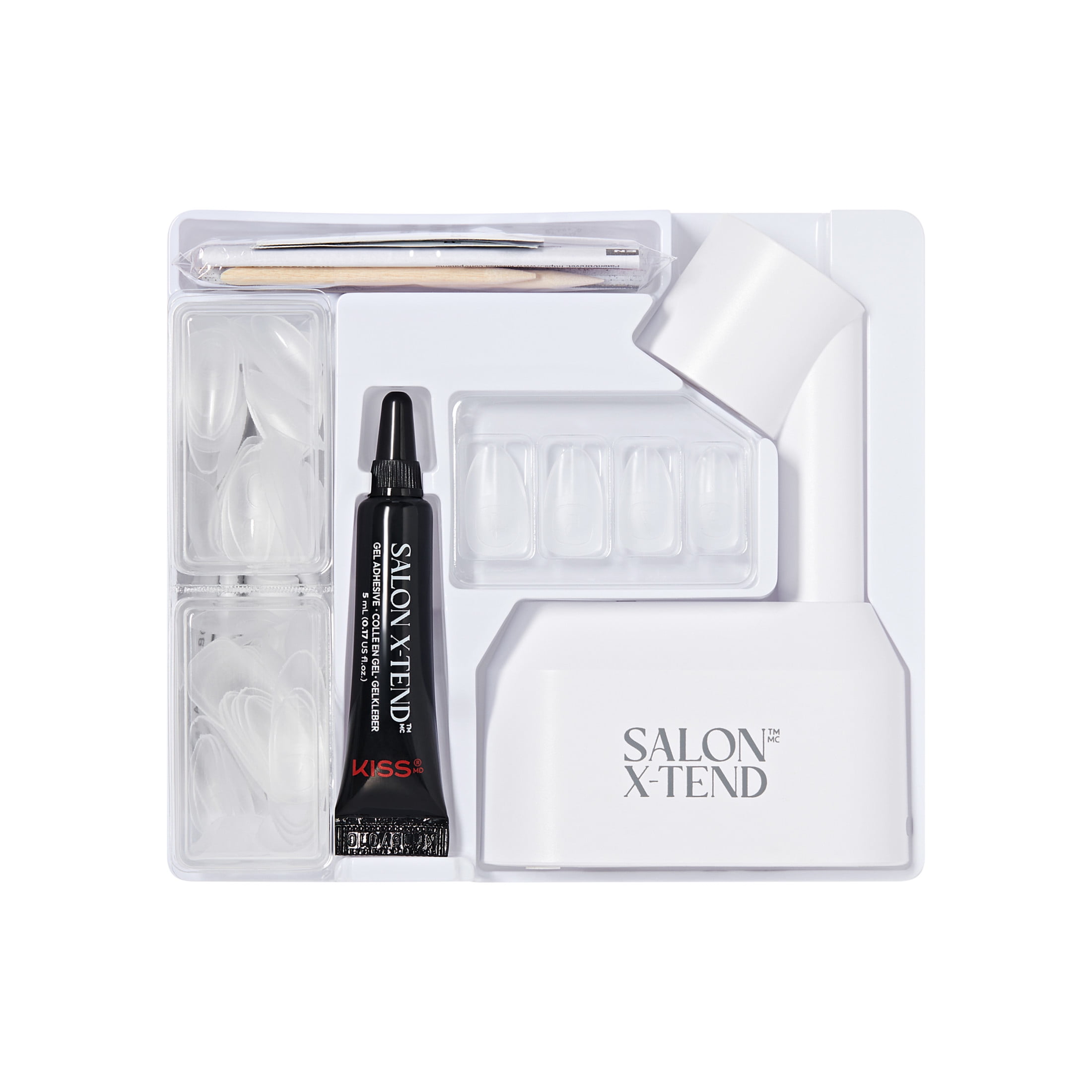 Salon X-tend LED Soft Gel System Clear Nails Starter Kit, Medium Almond, 64 Count
