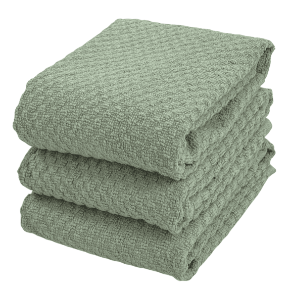 Serafina Home Concepts Ultra Absorbent Light Sage Kitchen Towels: 100% Cotton Soft Absorbent Box Weave, Set of 3 Multipurpose for Everyday Use (Sage)