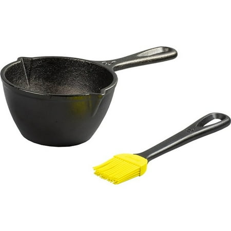 Lodge Cast Iron Seasoned Melting Pot and Silicone Brush