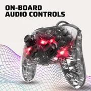 PDP Afterglow Prismatic LED Deluxe+ Audio Wired Controller for Nintendo Switch, Clear, 1 Count 1 Pack