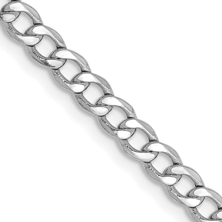 14K White Gold Curb Chain Styles Necklace 16 inch 3.35 mm Semi-Solid with Lobster Clasp