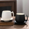 thumbnail image 3 of Matsuzay Taza para desayuno, tazas de té, juego de café negro mate imprescindible para las mañanas, fácil de limpiar Juegos de servir café y té Gris sencillo, 3 of 6