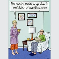 Oatmeal Studios Excited About New Pill Organizer Funny / Humorous Getting Older Birthday Card