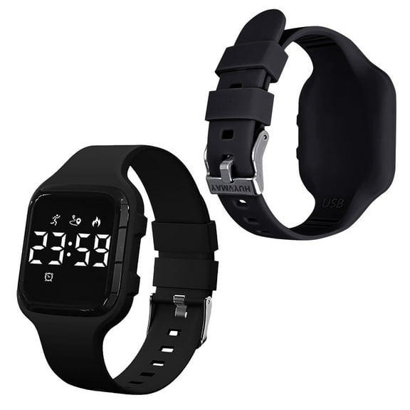 HUYVMAY Kids Digital Pedometer Watch,USB Rechargeable Watch with Alarm Clock/Stopwatch/Calorie/Distance/Step Tracker for Boys Girls (Age Group 5-16)