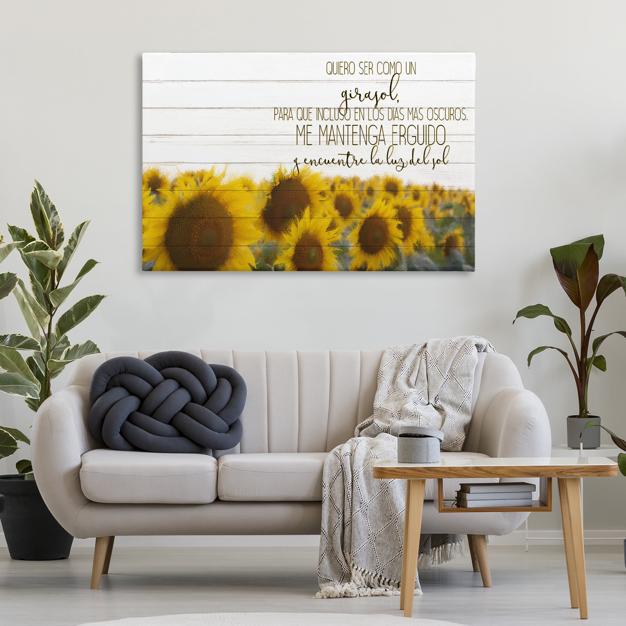 Stupell Industries Quiero Ser Como un Girasol Inspirational Quotes & Sayings Painting Wrapped Canvas Art Print Wall Art, 45 x 30