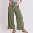 thumbnail image 4 of Outfmvch Cotton Linen Pants for Women Flowy Lounge High Waisted Linen Pants Women Gaucho Pant Culottes for Women Drawstring Elastic Waist Casual Drawstring Flowy Pants Women' S Culottess Green S-2XL, 4 of 8