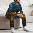 thumbnail image 6 of KLL Oil Starry Sky Sunflower Sleepwear Mens Flannel Pajamas,Long Cotton Pj Set, 6 of 7