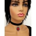 thumbnail image 3 of Gothic Red Rose Cameo Black Velvet Choker Adjustable Size Cosplay Jewelry by Real Metal CH-604, 3 of 5