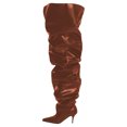 thumbnail image 2 of FSJ Women Comfortable Thigh High Boots Wrinkled Over the Knee Pull On Long Boot Pointed Closed Toe Stiletto High Heels Fashion Boots Size 11 Brown, 2 of 4