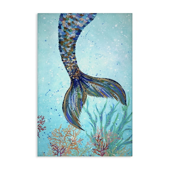 Stupell Industries Tall Tails Mermaid Fairy Tales & Fantasy Painting Gallery Wrapped Canvas Art Print Wall Art, 16 x 24