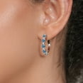 thumbnail image 3 of Gem Stone King 925 Sterling Silver Persian Blue Moissanite and White Created Sapphire Hoop Earrings for Women (2.62 Cttw, Round 4MM and 1.9MM, Gemstone Birthstone 1 inch Diameter), 3 of 4