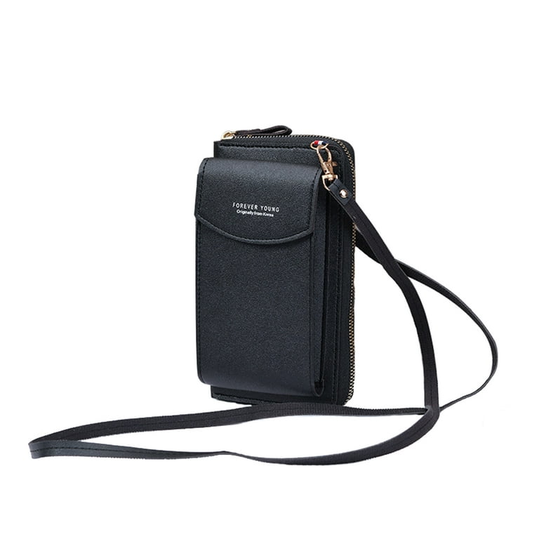Small Cross Body Bag for Women Crossbody Phone Bag Shoulder Purse Phone  Bags Ladies Handbag Mobile Phone Pouch Cellphone Message Bag Coin Wallet  with Adjustable Detachable Strap, Card Slots(Black) 