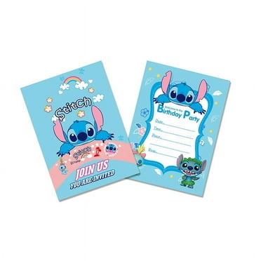 Stitch Birthday Party Invitation & Envelopes，12Pcs