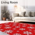 thumbnail image 2 of ODIKA 6'x9' Machine Washable Non-Slip Area Rug, Festive Snowflake Celebration Accent Holiday Hearth Decoration High Traffic Rug with Pad, Red, 605666, 2 of 8