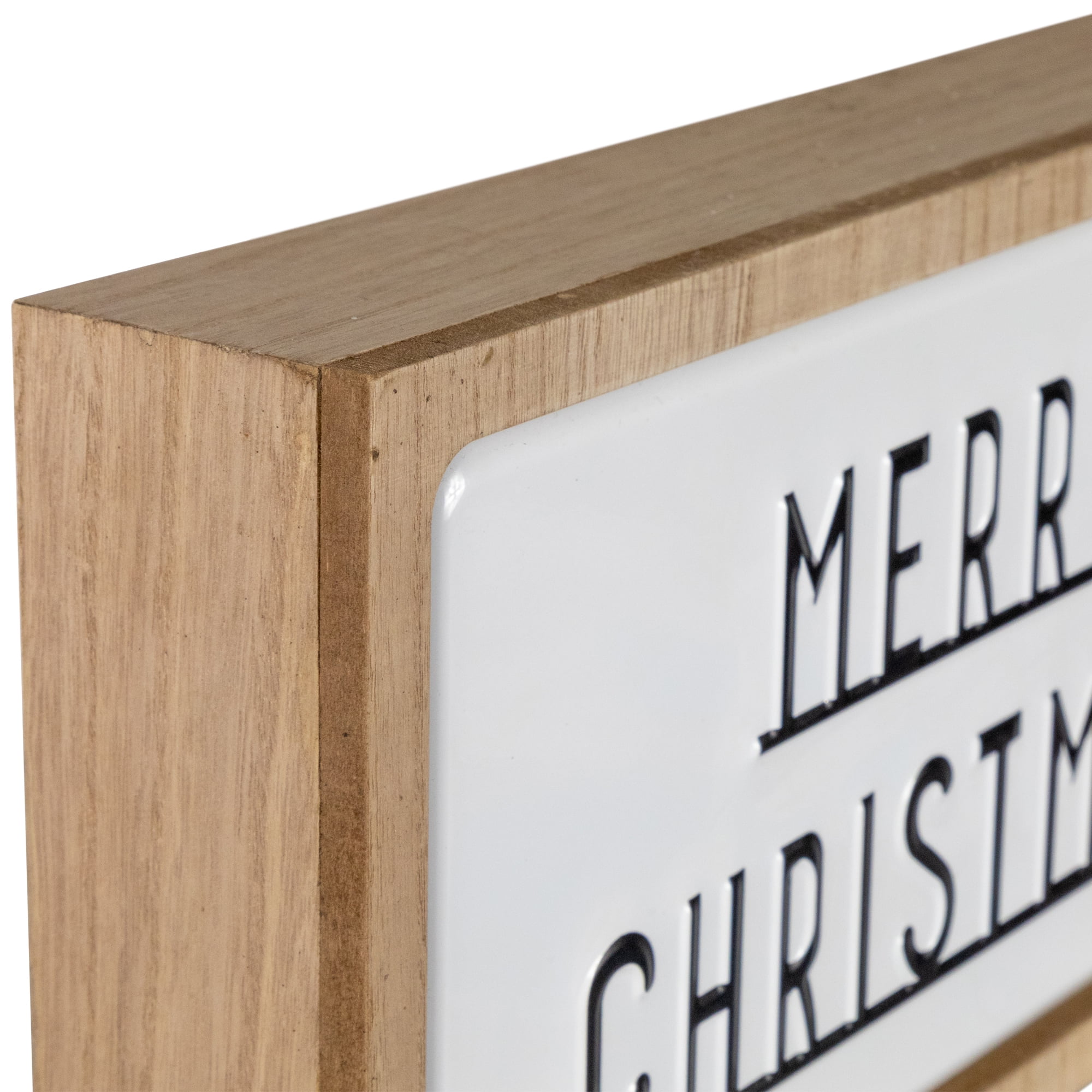 13" White and Brown "Merry Christmas" 3D Wooden Wall Christmas Decor