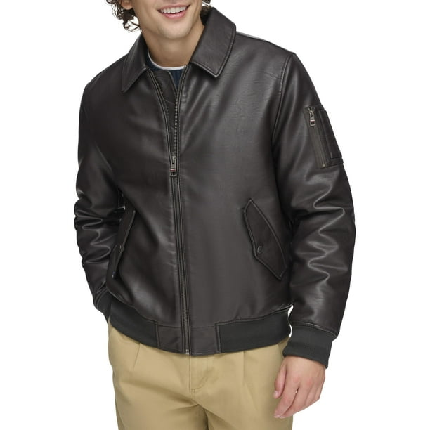Chaqueta Tommy Hilfiger Smooth Lamb Touch de piel sintética marrón