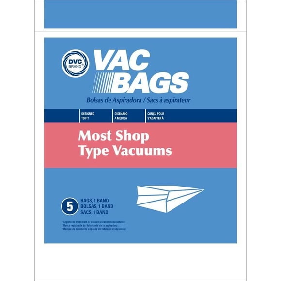 Fits Most Shop Vac Type Canisters Vacuum Cleaner Bags by DVC Made in USA [ 10 Bags ]