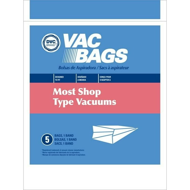 Fits Most Shop Vac Type Canisters Vacuum Cleaner Bags by DVC Made in