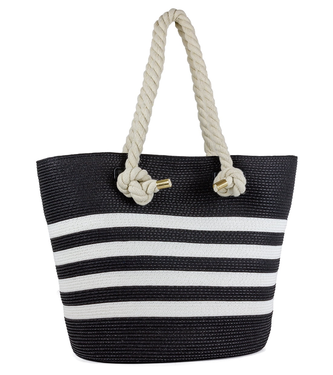Magid - MAGID WOMEN'S STRIPED BLACK AND WHITE PAPER STRAW TOTE BAG WITH ...