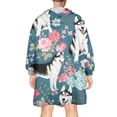 thumbnail image 2 of Wearable Oversized Blanket,Husky Dog Flower Floral Wearable Blanket Hoodie for Adults,Cozy Hooded Blankets with Super Pockets,Super Warm Fuzzy Pullover for Women & Men, 2 of 6
