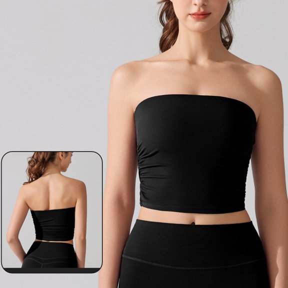 Ovbmpzd Womens Summer Tank Tops Tube Bandeau Going Out Built in Bra Athletic Black Square Neckline Sleeveless Skinny Stretchable Casual Tank Tops for Women,L