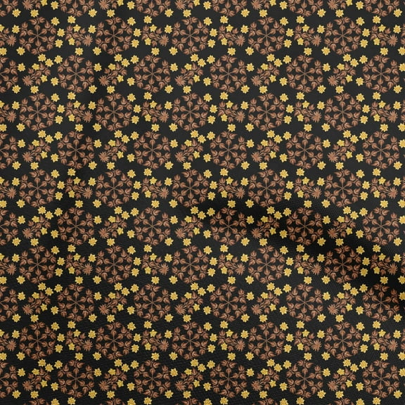 oneOone Polyester Spandex Black Fabric Floral Sewing Material Print Fabric By The Yard 56 Inch Wide